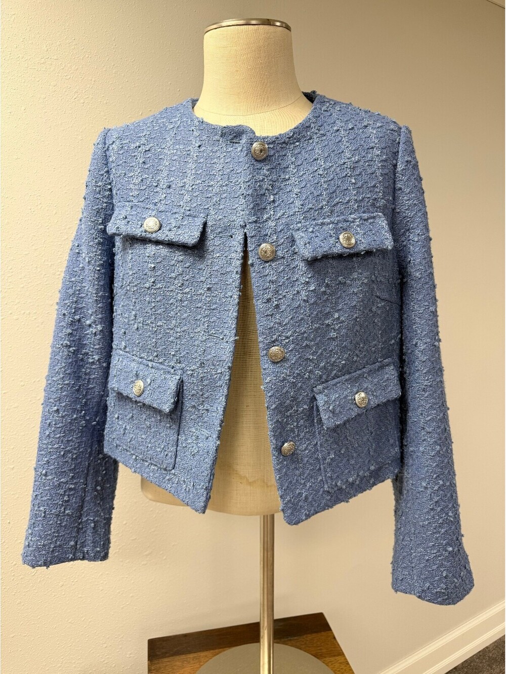 H&M Blue Textured Jacket - Picture 3 of 12